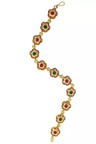 Gold plated floral design mathapatti sheeshphool