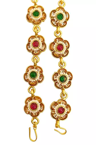 Gold plated floral design mathapatti sheeshphool