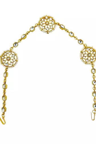 Gold plated mandala kundan mathapatti sheeshphool
