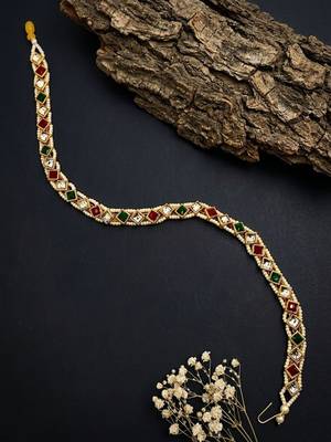 Gold plated sleek kundan mathapatti sheeshphool 1