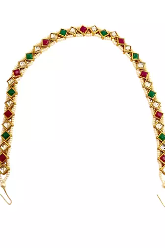 Gold plated sleek kundan mathapatti sheeshphool