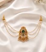 Gold plated peacock kundan heritage bun pin