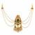 Gold plated peacock kundan heritage bun pin