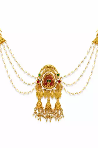 Gold plated elephant kundan heritage bun pin