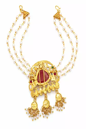 Gold plated elephant kundan heritage bun pin