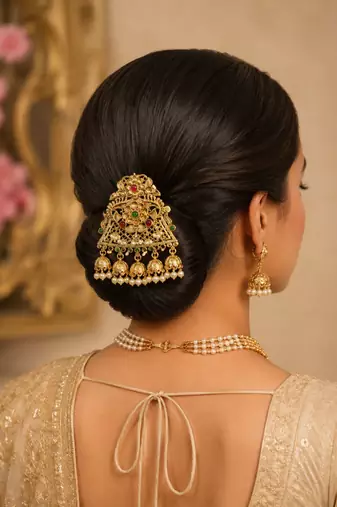 Gold plated intricate filigree bun pin