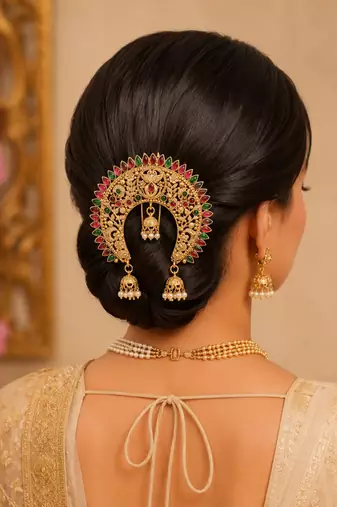 Gold plated spokes design bun pin