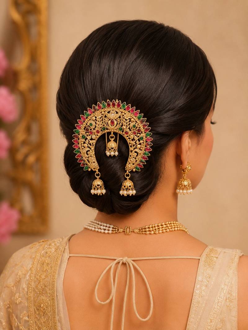 Gold plated spokes design bun pin