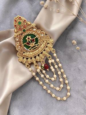 Gold plated kundan heritage bun pin 1