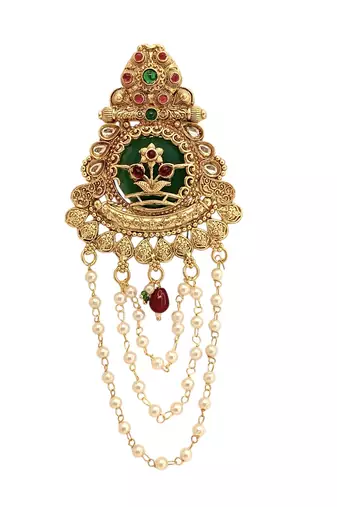 Gold plated kundan heritage bun pin