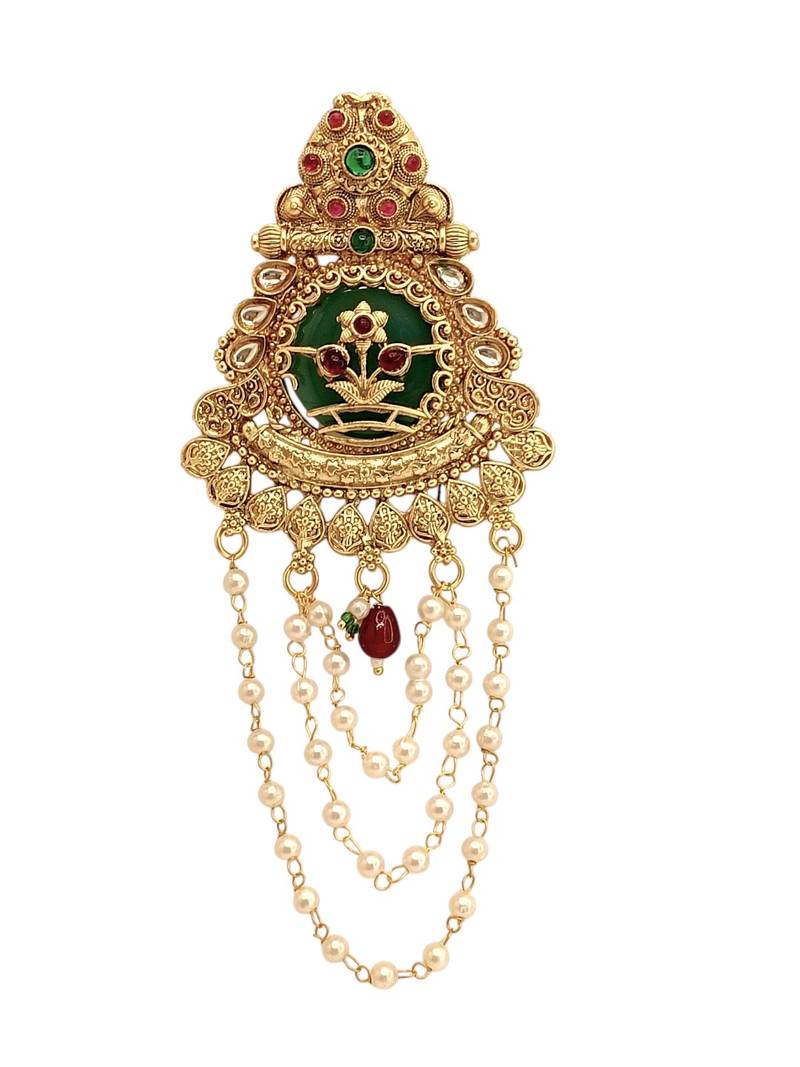 Gold plated kundan heritage bun pin