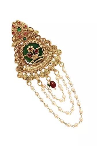Gold plated kundan heritage bun pin
