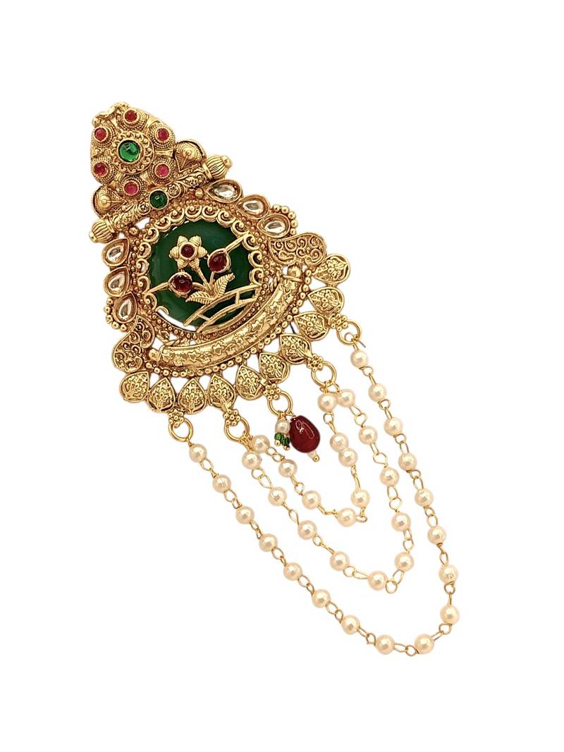 Gold plated kundan heritage bun pin