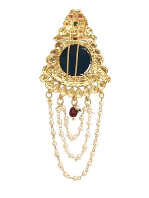 Gold plated kundan heritage bun pin 4
