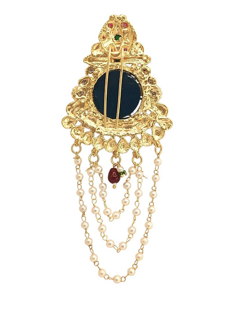 Gold plated kundan heritage bun pin