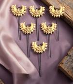 Set of 6 kundan chandrakor u pin head jewellery