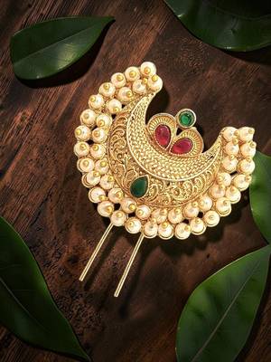 Gold plated chandrakor bun pin head jewellery 1