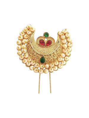 Gold plated chandrakor bun pin head jewellery 2