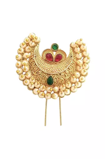 Gold plated chandrakor bun pin head jewellery