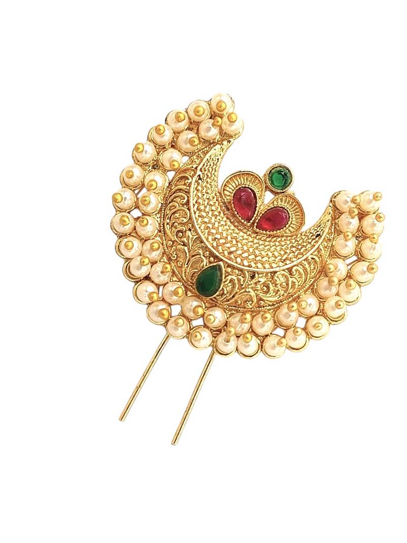 Gold plated chandrakor bun pin head jewellery