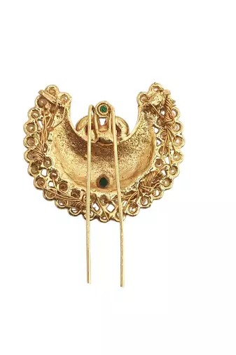 Gold plated chandrakor bun pin head jewellery