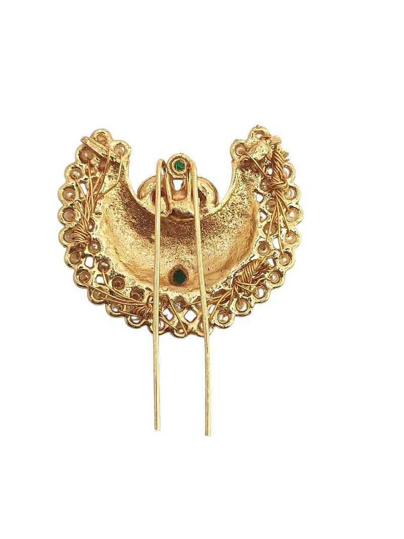 Gold plated chandrakor bun pin head jewellery