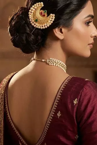 Gold plated chandrakor bun pin head jewellery