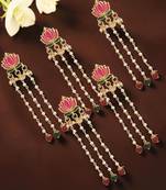 Set of 6 pink lotus meenakari u pin head jewellery