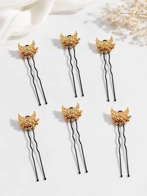 Set of 6 gold plated moon shape u pin head jewellery 1