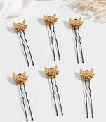 Set of 6 gold plated moon shape u pin head jewellery