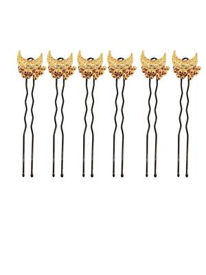 Set of 6 gold plated moon shape u pin head jewellery 2