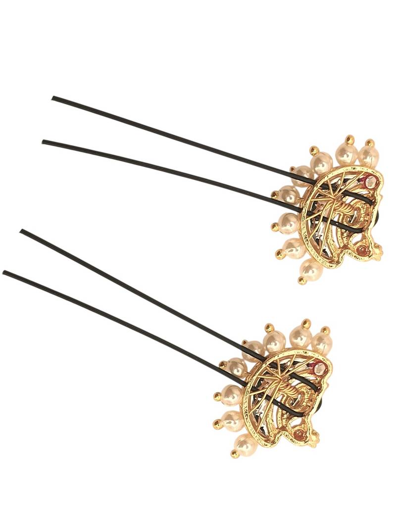 Set of 6 gold plated peacock design u pin head jewellery