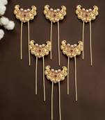 Set of 6 gold plated chandra u pin head jewellery