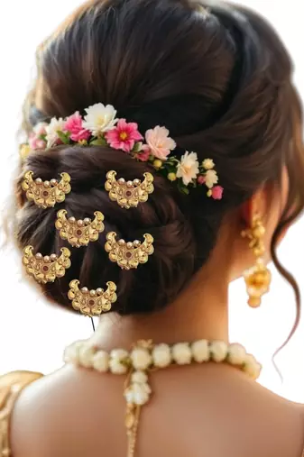 Set of 6 gold plated chandra u pin head jewellery