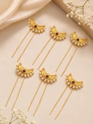 Set of 6 gold plated chandra u pin head jewellery 1