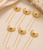 Set of 6 gold plated chandra u pin head jewellery