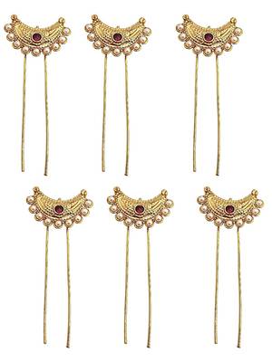 Set of 6 gold plated chandra u pin head jewellery 2