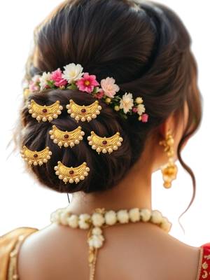 Set of 6 gold plated chandra u pin head jewellery 4