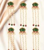 Set of 6 green lotus meenakari u pin head jewellery