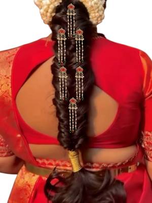Set of 6 red lotus meenakari u pin head jewellery 4