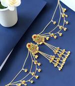 Matte gold plated kashmiri ear chain earrings