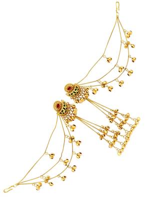 Matte gold plated kashmiri ear chain earrings 3