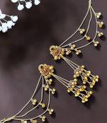 Matte gold plated heritage kashmiri ear chain earrings