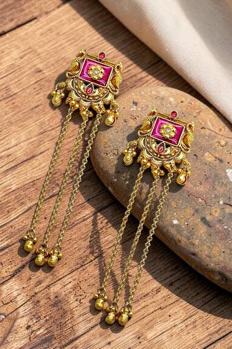 Heritage design kashmiri long earrings