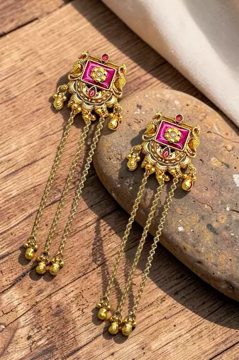 Heritage design kashmiri long earrings
