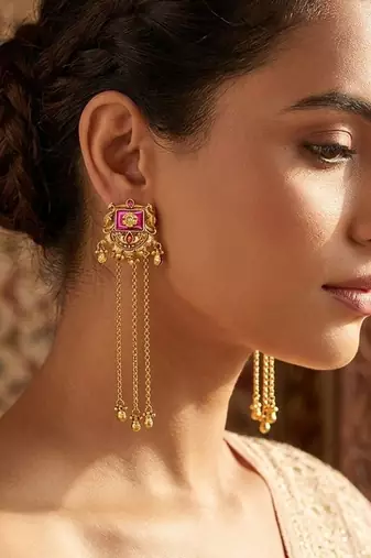 Heritage design kashmiri long earrings