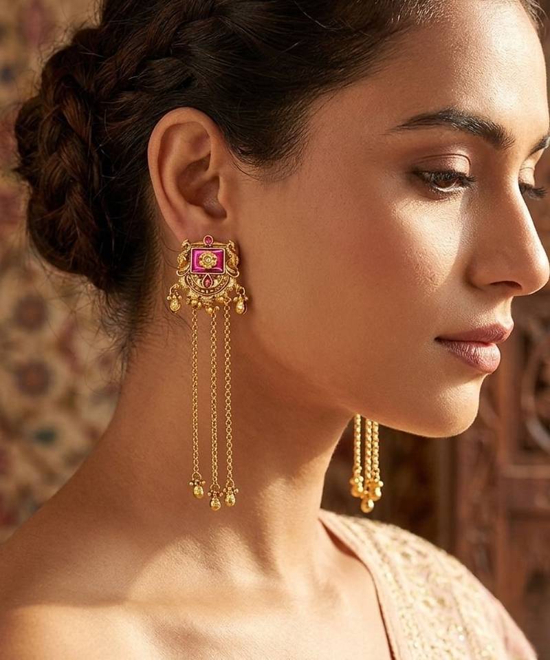 Heritage design kashmiri long earrings