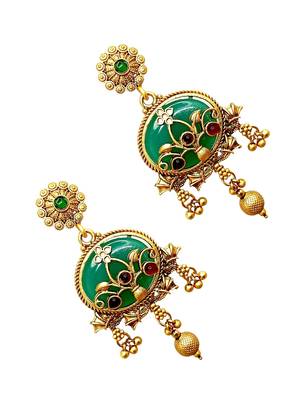 Green heritage rajwadi earrings 3