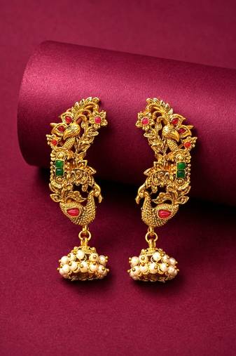 Peacock design ear cuff earrings