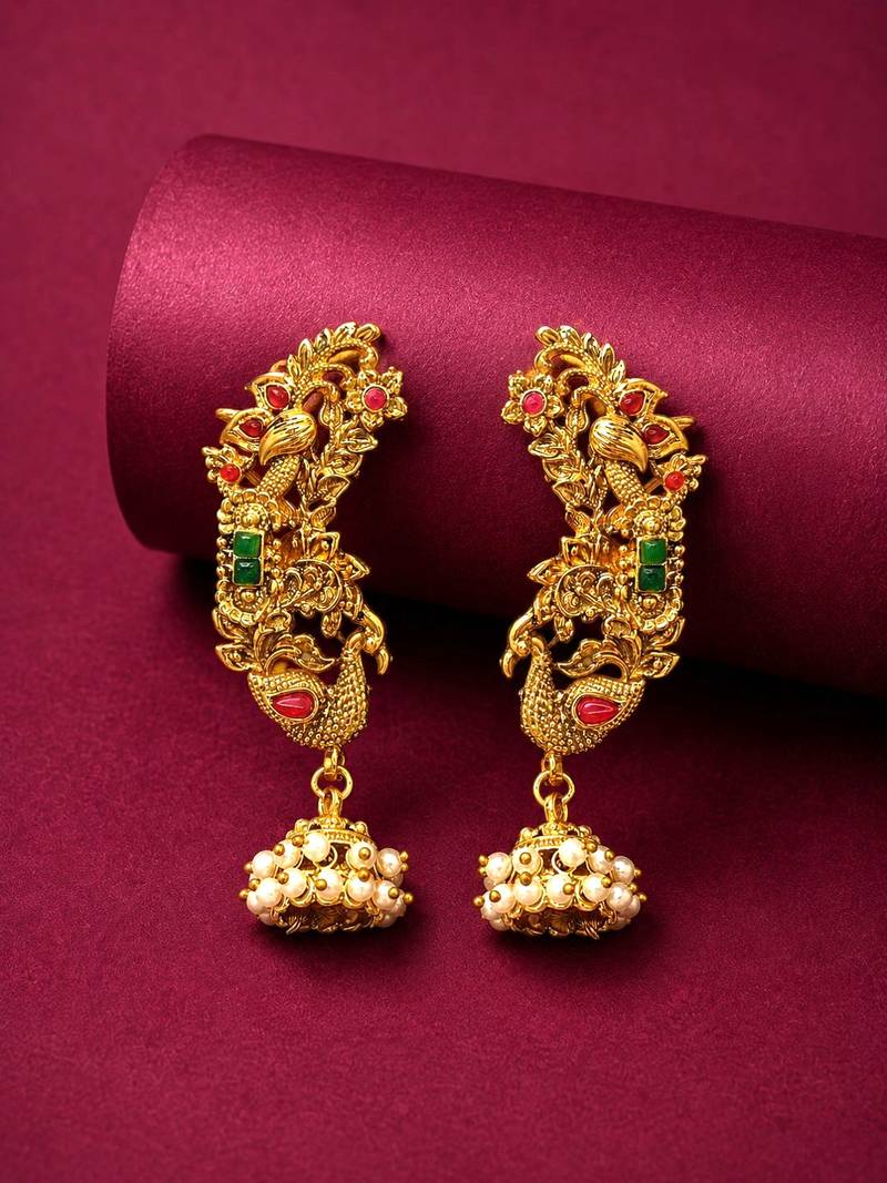 Peacock design ear cuff earrings